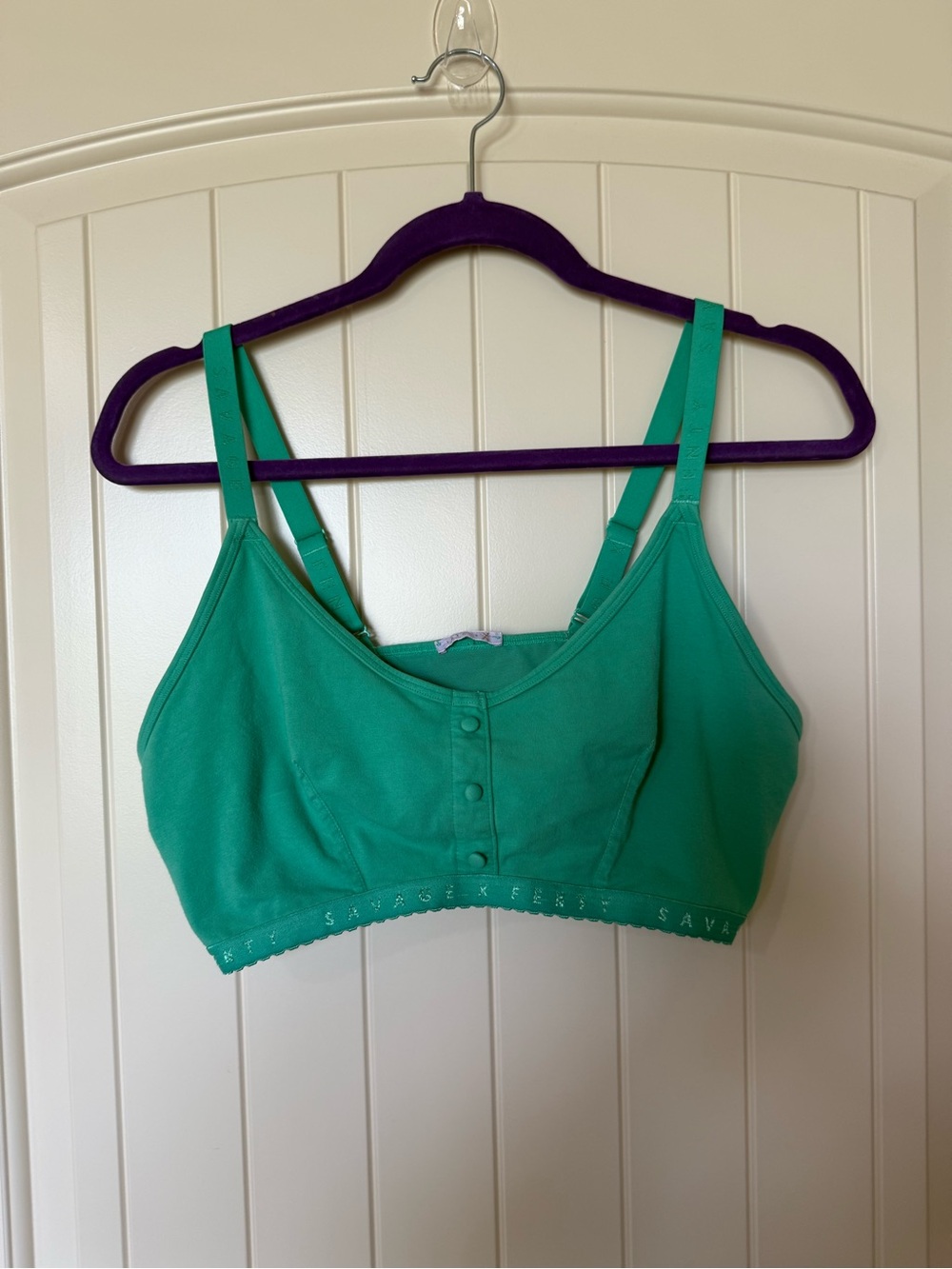 Savage X Fenty Green/Teal Cotton Bralette with Front Button Detail 2X